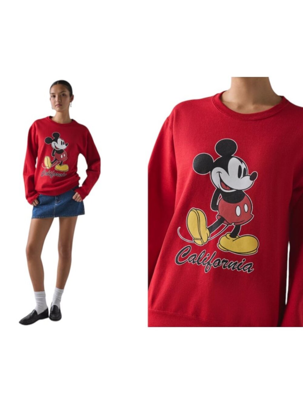 Disney Mickey Mouse Classic Pullover Sweatshirt Sweater Red Disneyland - SMALL - Picture 6 of 6